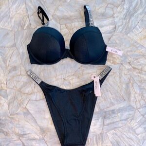 2 Pc Set 38C + Large SEXY TEE Victoria's Secret Swim Shine Strap Bikini Set
